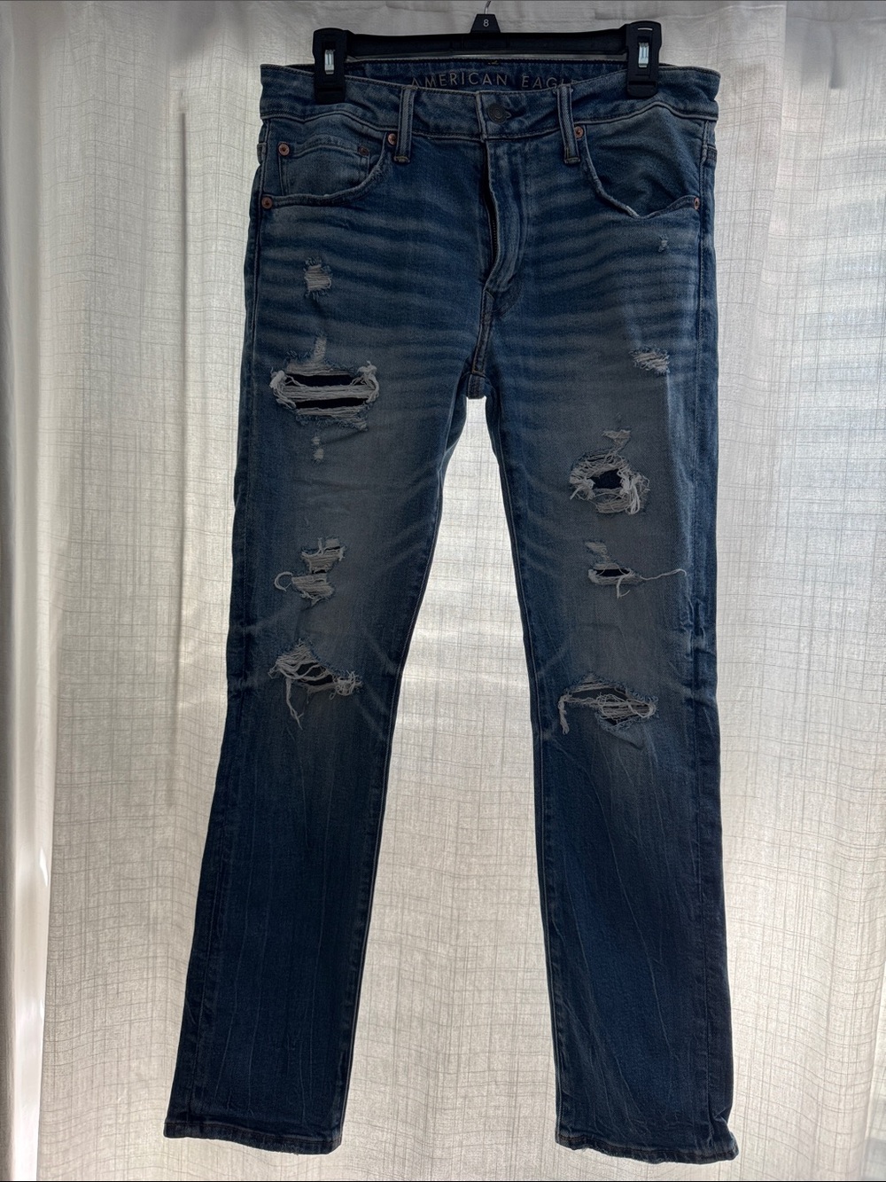 American Eagle Outfitters Men’s Dark Blue Distressed Skinny Jeans